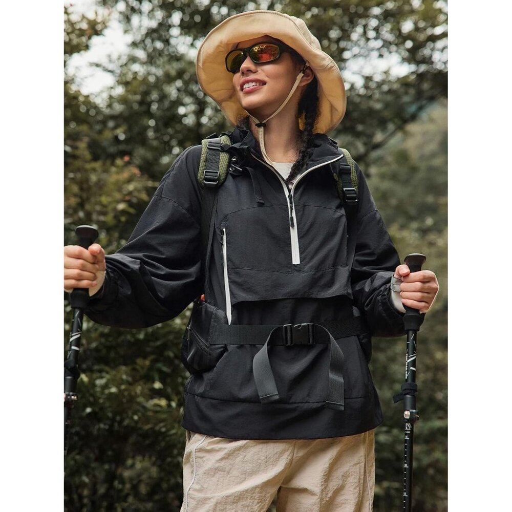 Women's Lined Waterproof Pullover Rain Jacket wit… - image 2